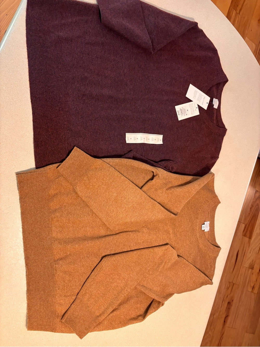 Crewneck Sweater - Burgundy & Camel